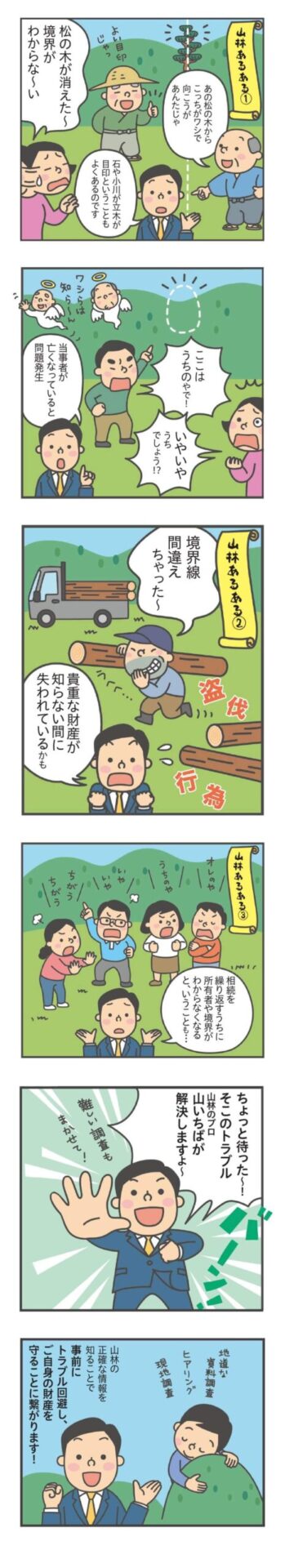 山林の境界線や権利関係を調査